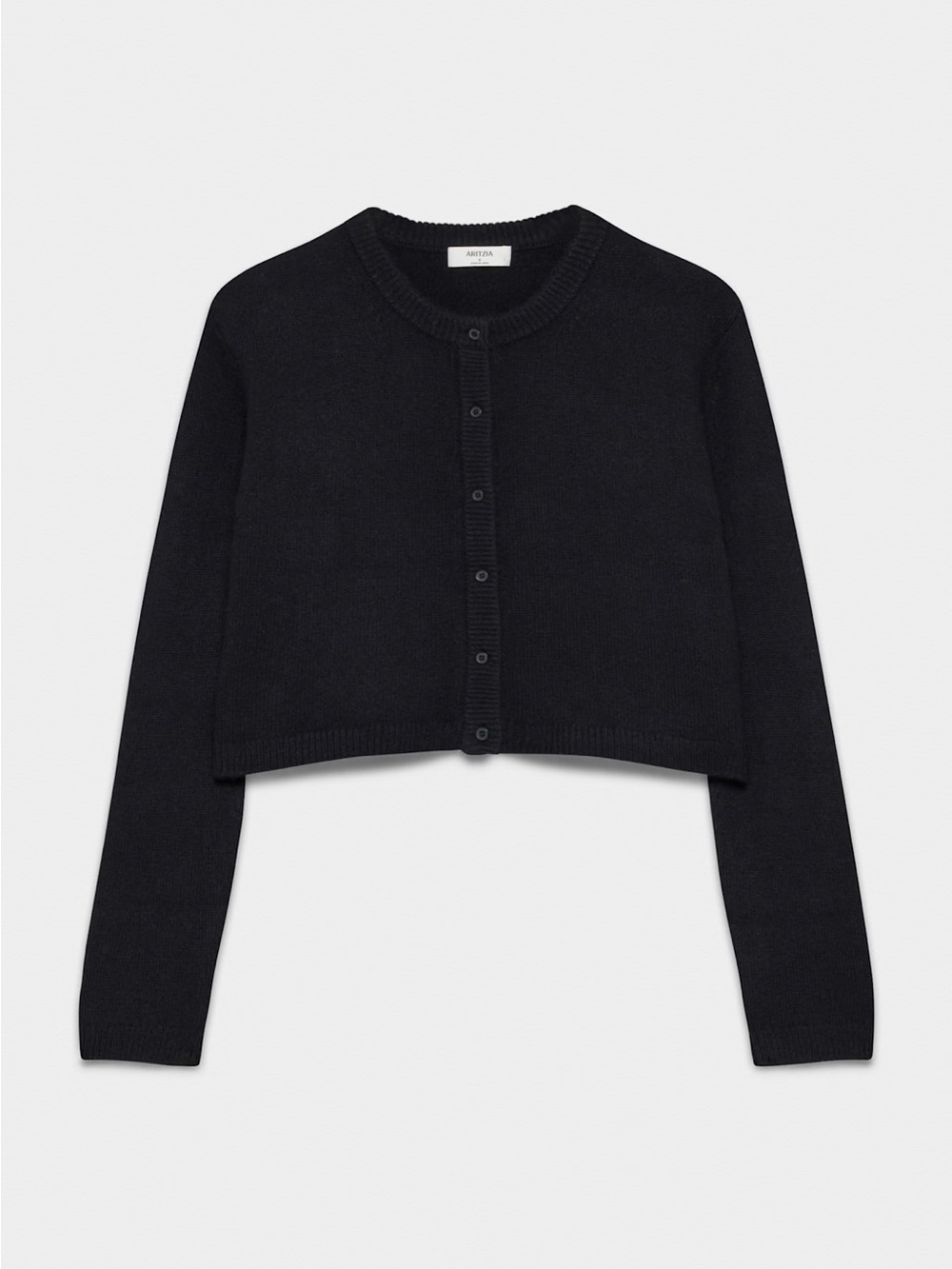 NWOT Aritzia $198 Black Midweight 100% cashmere crewneck cardigan